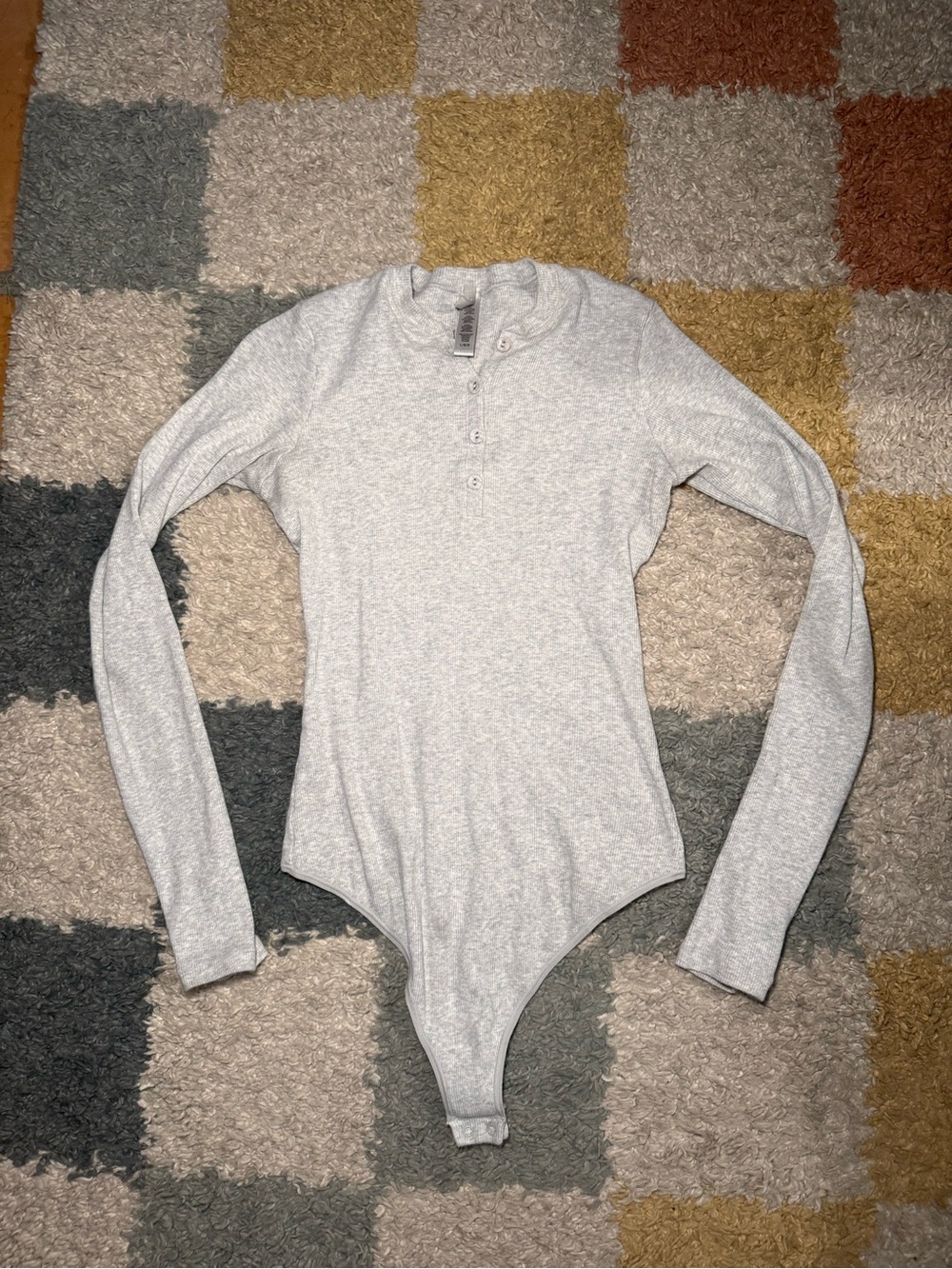 Skims Heather Gray Long Sleeve Bodysuit